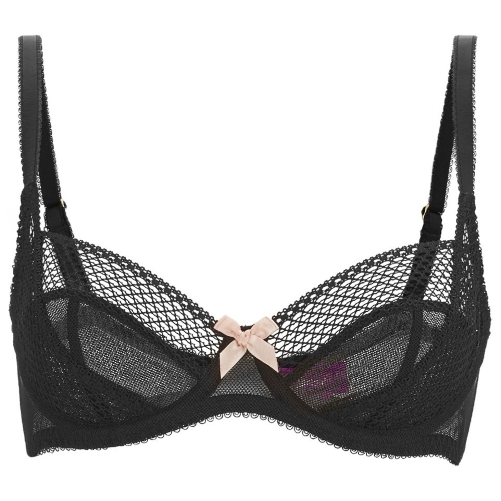 Agent Provocateur L’Agent Carla Non Padded Sheer Lace Balconette Bra Black 36A - Picture 1 of 9
